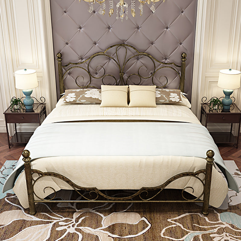 Industrial Open-Frame Bed Retro Metallic Low Profile Bed Frame with Headboard