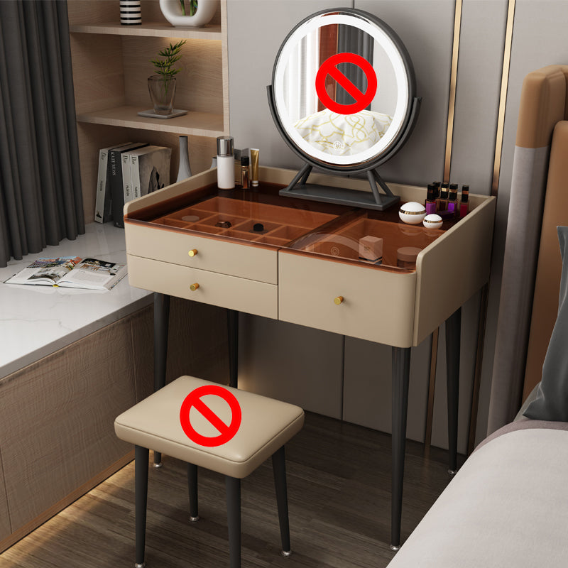 Modern Solid Wood Vanity Dressing Table 3 Drawer Makeup Vanity Set