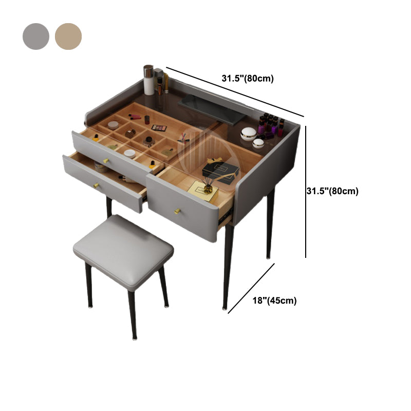 Modern Solid Wood Vanity Dressing Table 3 Drawer Makeup Vanity Set