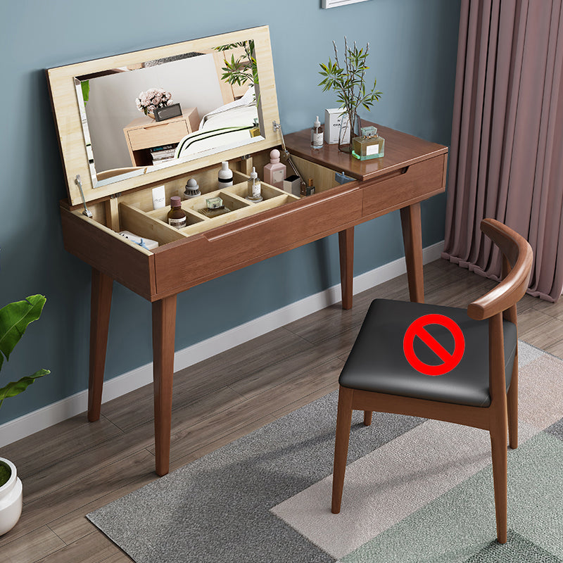 Scandinavian Solid Wood Vanity Makeup Table Set 1 Drawer Flip-Top Dressing Table