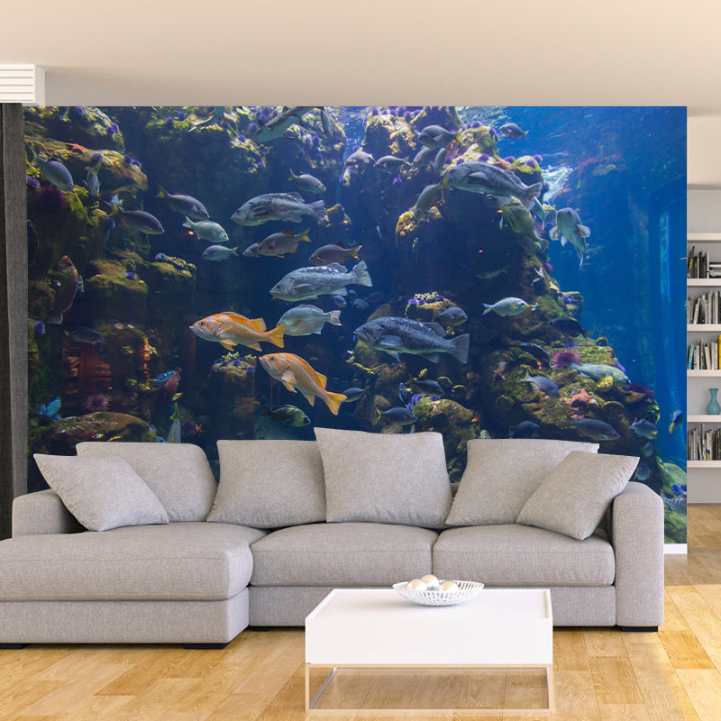 Fashionable Wall Mural Fish Patterned Sitting Room Wall Mural