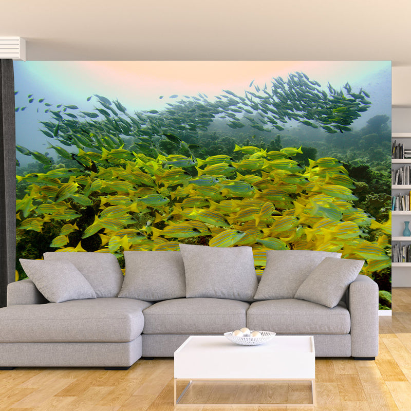 Decorative Wall Mural Fish Patterned Drawing Room Wall Mural