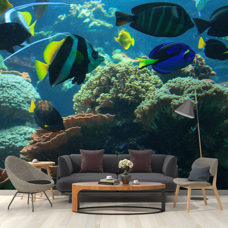 Decorative Wall Mural Fish Patterned Drawing Room Wall Mural