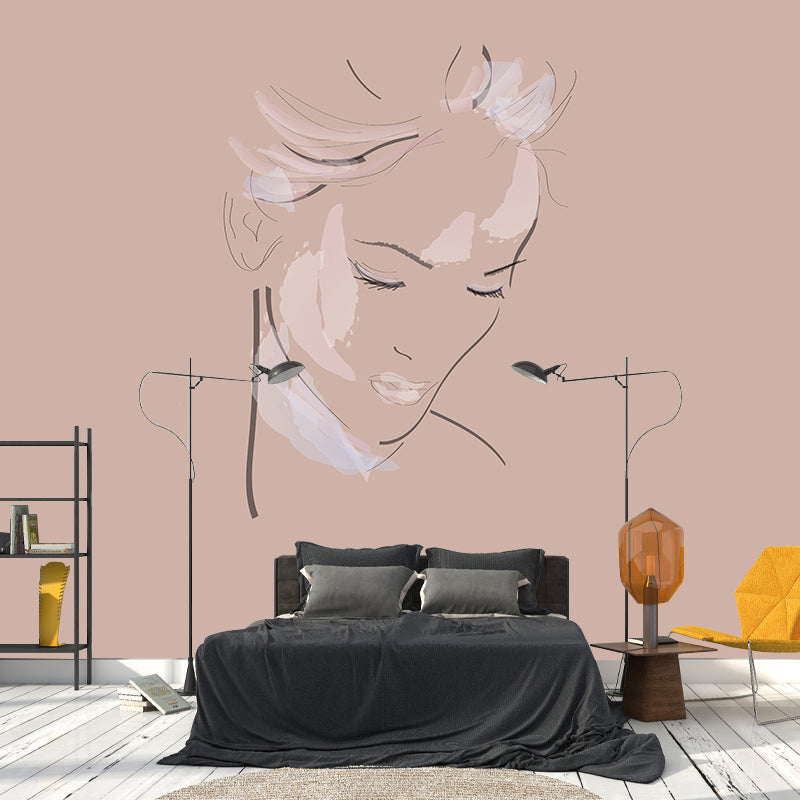 Line Art Stain Resistant Mural Washable Wallpaper Sitting Room Wall Mural