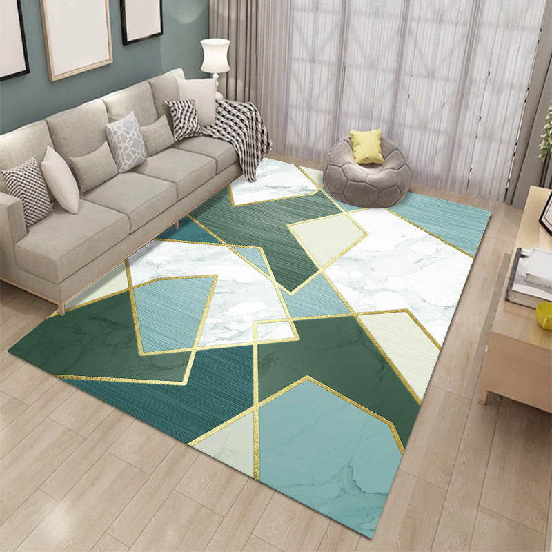 Modern Color Block Carpet Polyester Washable Indoor Rug for Home Decor
