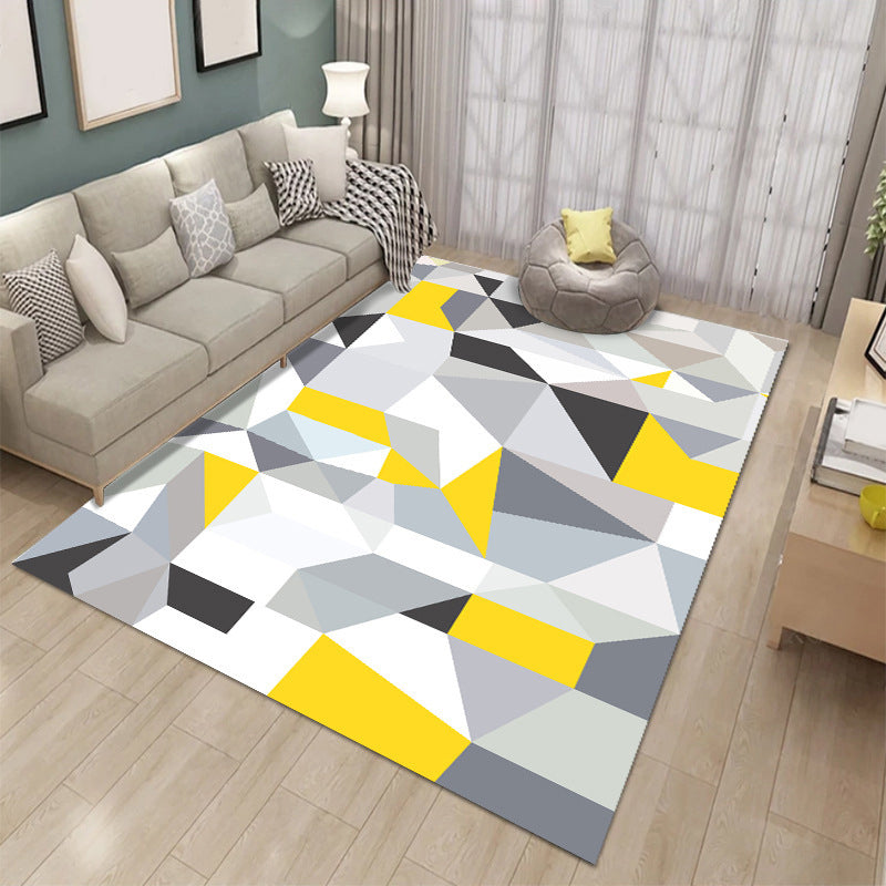 Tapis d'intérieur lavable en polyester, bloc de couleurs moderne, pour la décoration de la maison