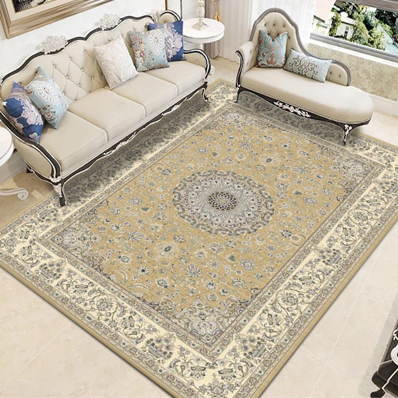 Retro Medallion Print Carpet Polyester Rug Stain Resistant Area Rug for Living Room