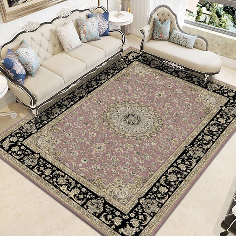 Retro Medallion Print Carpet Polyester Rug Stain Resistant Area Rug for Living Room