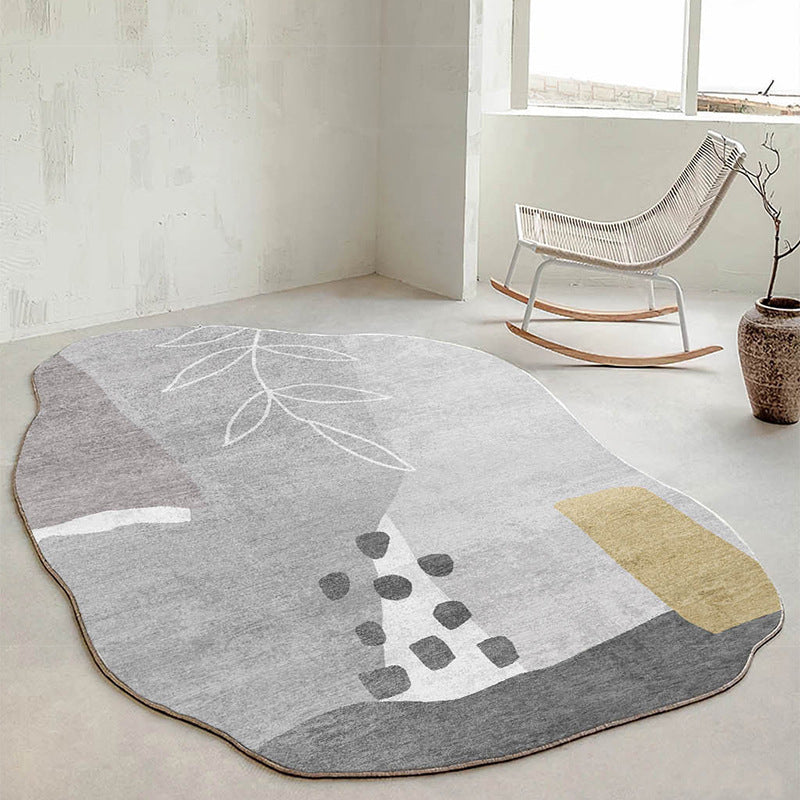 Novelty Color Block Carpet Casual Polyester Rug Non-Slip Backing Area Rug for Living Room