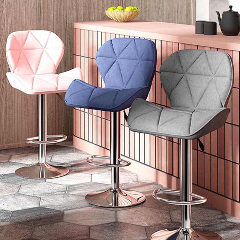 Modern Adjustable Height Swivel Stool Matte Finish Upholstered Bar Stools