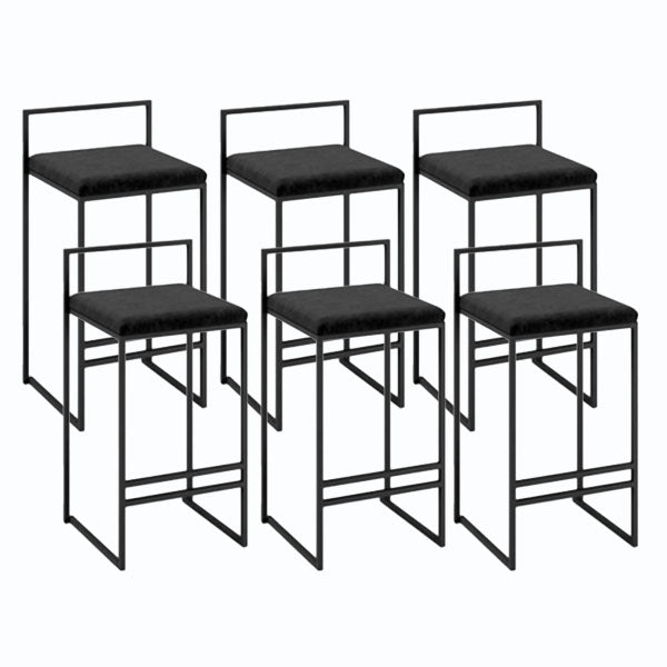 Metal Low Back Bar Stool Modern Indoor Counter Stool with Upholstered