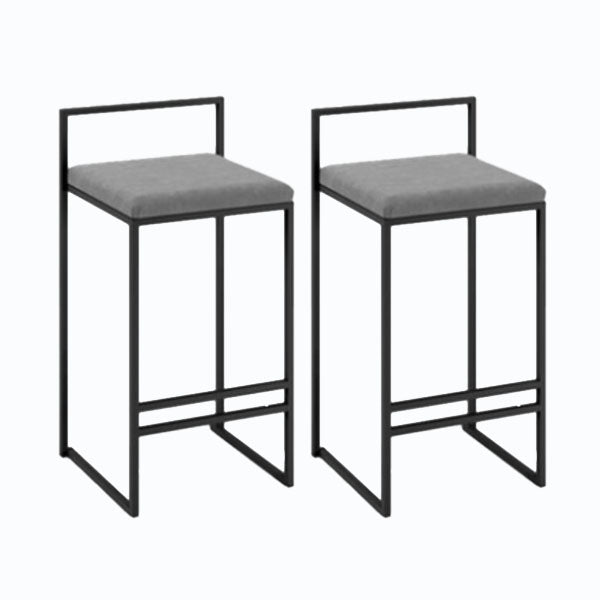 Metal Low Back Bar Stool Modern Indoor Counter Stool with Upholstered