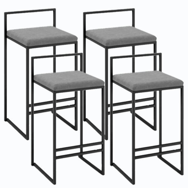 Metal Low Back Bar Stool Modern Indoor Counter Stool with Upholstered