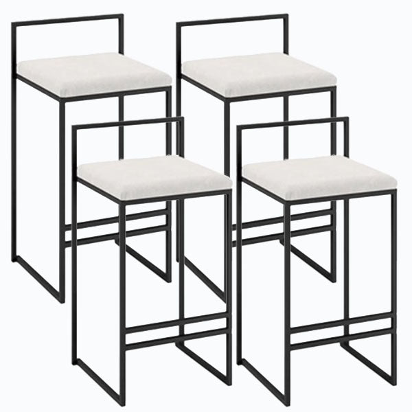 Metal Low Back Bar Stool Modern Indoor Counter Stool with Upholstered