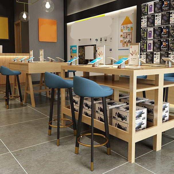 Modern Home Low Back Barstool Matte Finish Upholstered Stools