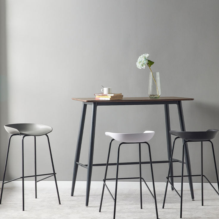 Contemporary Matte Finish Leather Barstool Low Back Coffee Shop Stool