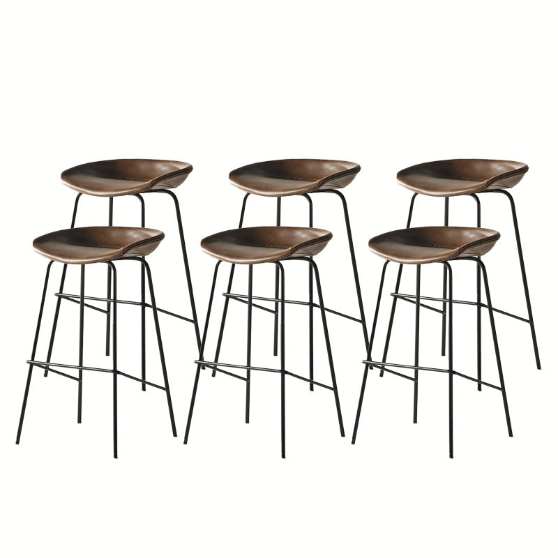 Contemporary Matte Finish Leather Barstool Low Back Coffee Shop Stool