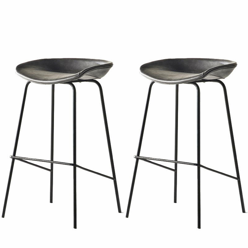 Contemporary Matte Finish Leather Barstool Low Back Coffee Shop Stool