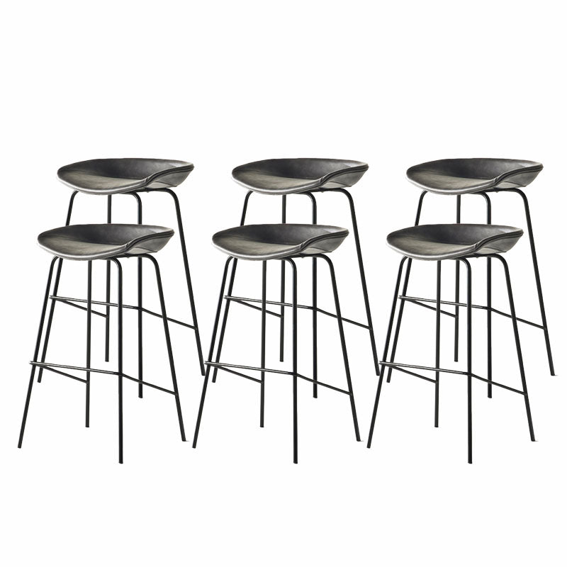 Contemporary Matte Finish Leather Barstool Low Back Coffee Shop Stool