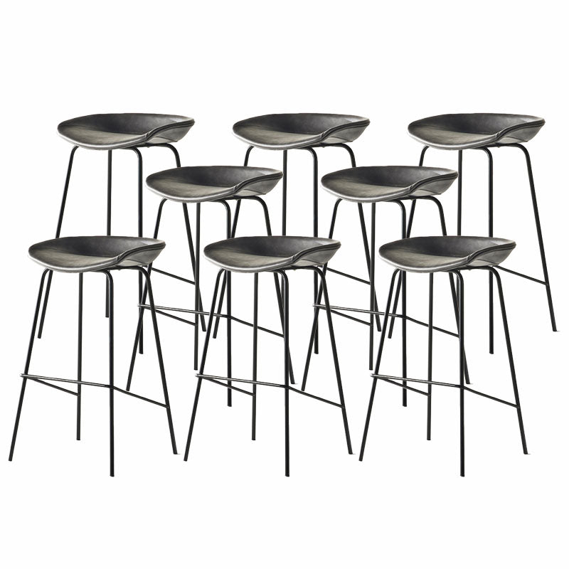 Contemporary Matte Finish Leather Barstool Low Back Coffee Shop Stool