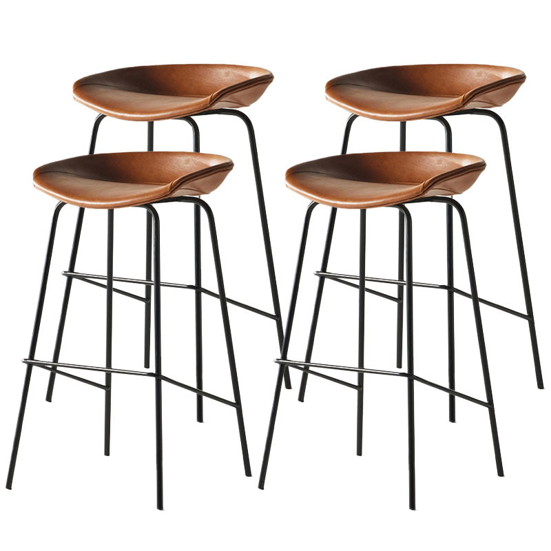 Contemporary Matte Finish Leather Barstool Low Back Coffee Shop Stool