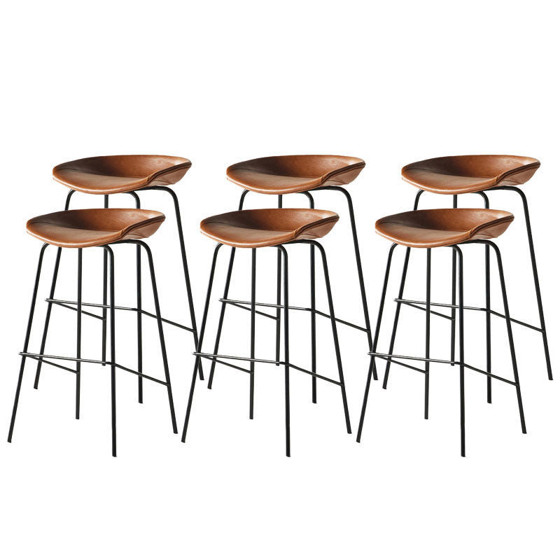 Contemporary Matte Finish Leather Barstool Low Back Coffee Shop Stool
