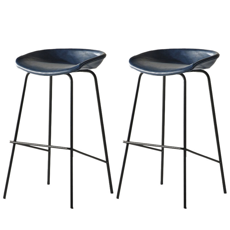 Contemporary Matte Finish Leather Barstool Low Back Coffee Shop Stool