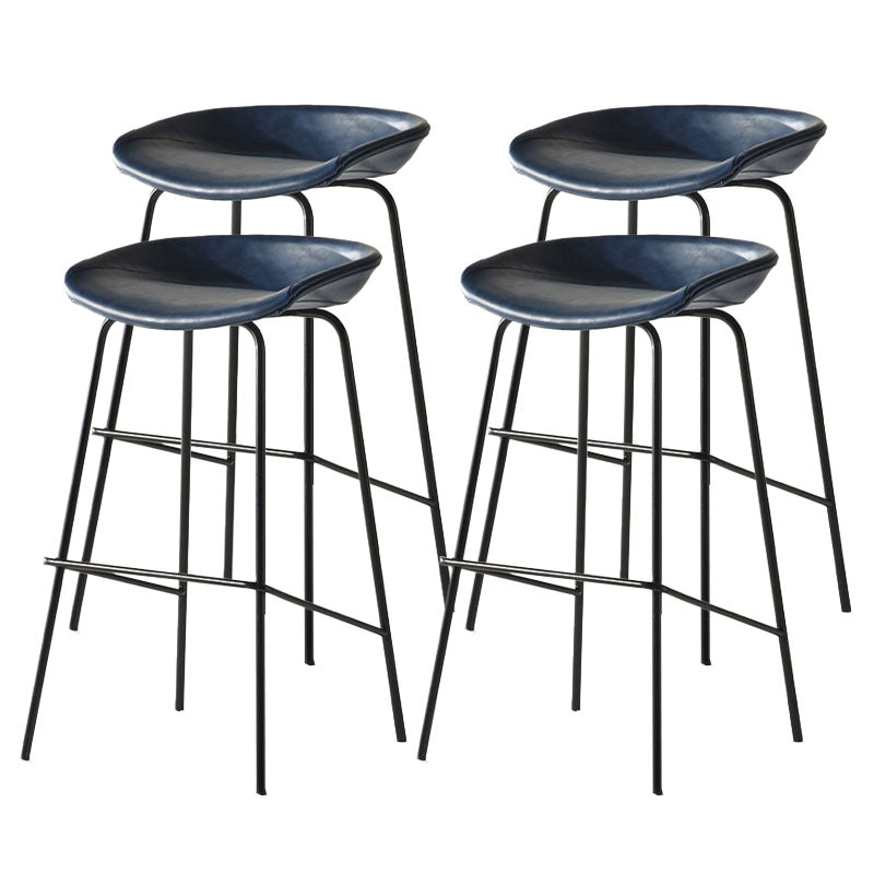 Contemporary Matte Finish Leather Barstool Low Back Coffee Shop Stool