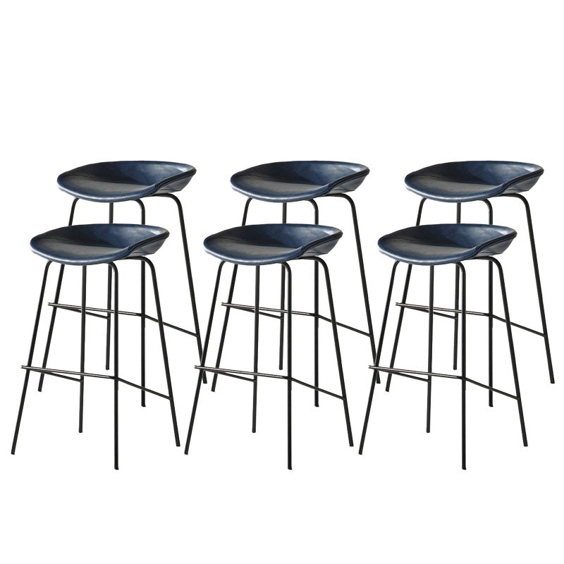 Contemporary Matte Finish Leather Barstool Low Back Coffee Shop Stool