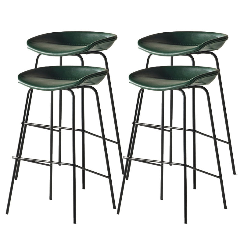 Contemporary Matte Finish Leather Barstool Low Back Coffee Shop Stool