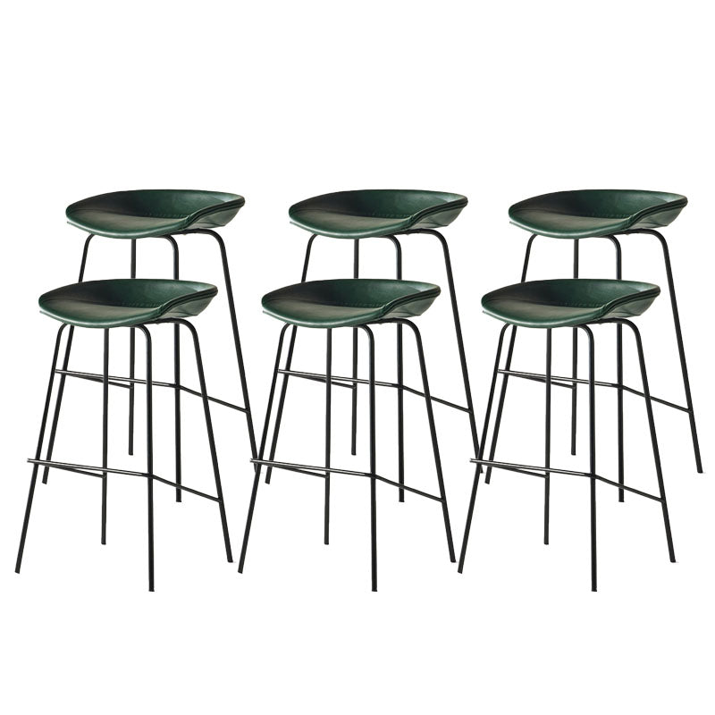 Contemporary Matte Finish Leather Barstool Low Back Coffee Shop Stool