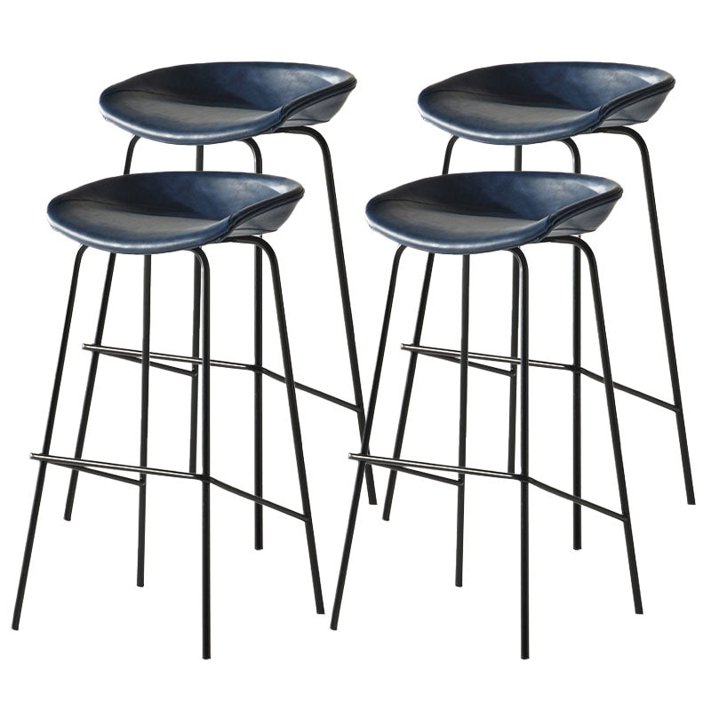 Contemporary Matte Finish Leather Barstool Low Back Coffee Shop Stool