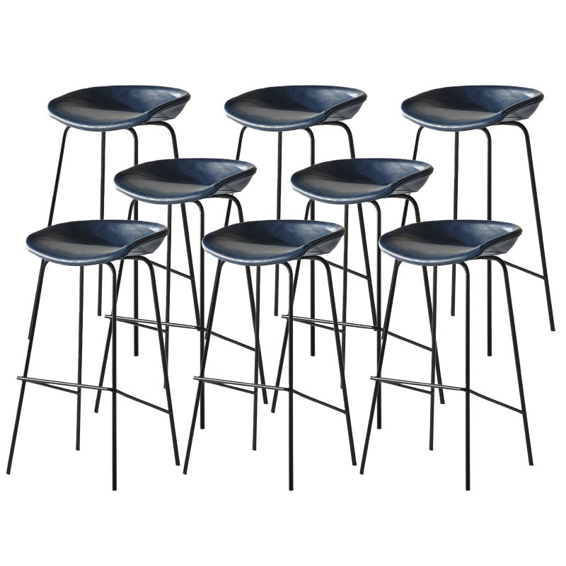 Contemporary Matte Finish Leather Barstool Low Back Coffee Shop Stool