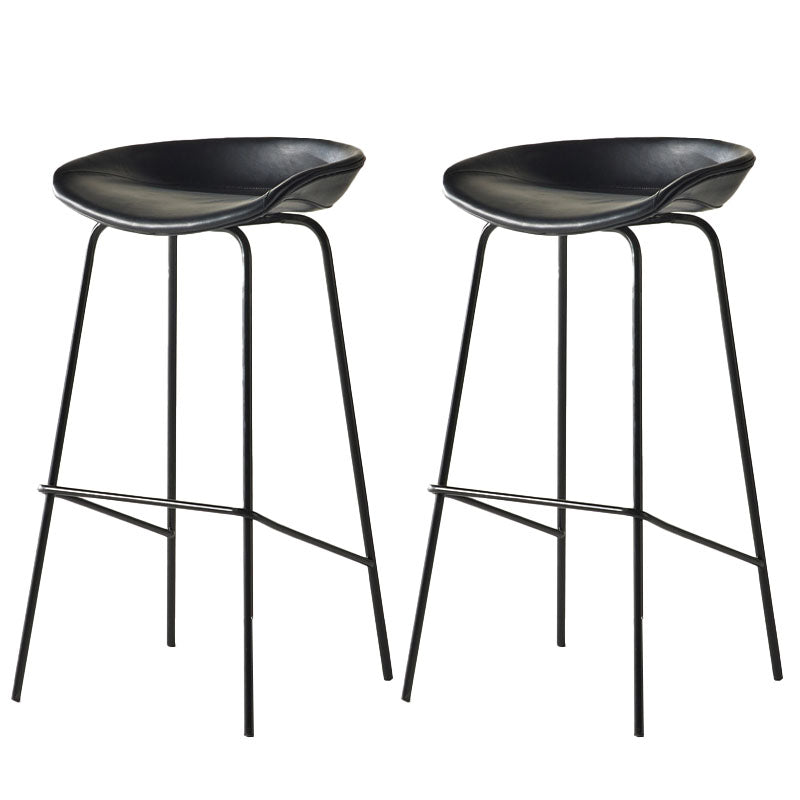 Contemporary Matte Finish Leather Barstool Low Back Coffee Shop Stool