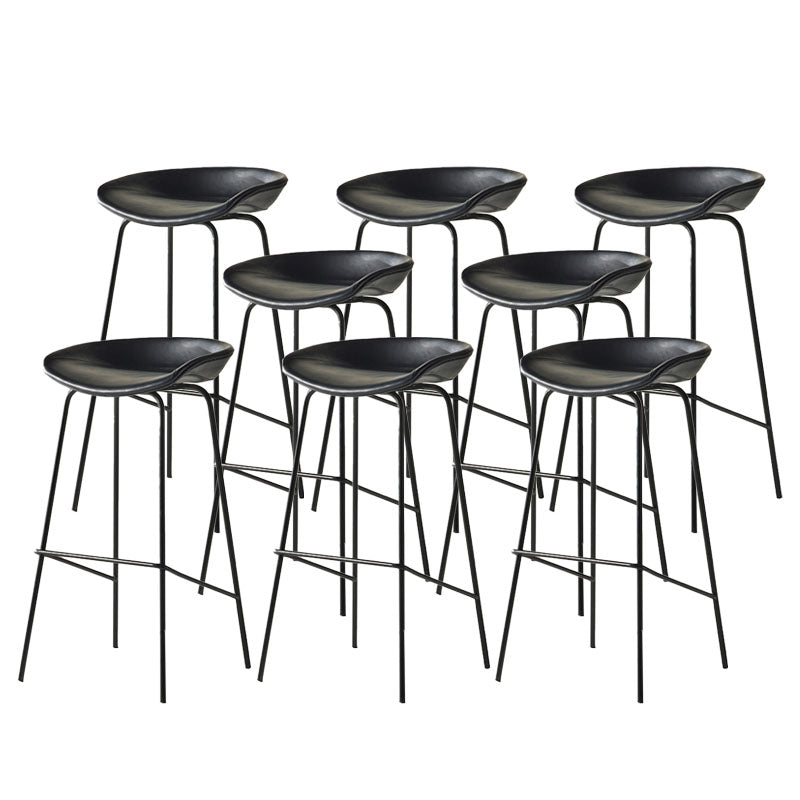 Contemporary Matte Finish Leather Barstool Low Back Coffee Shop Stool