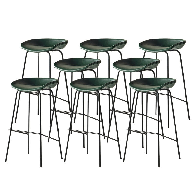 Contemporary Matte Finish Leather Barstool Low Back Coffee Shop Stool