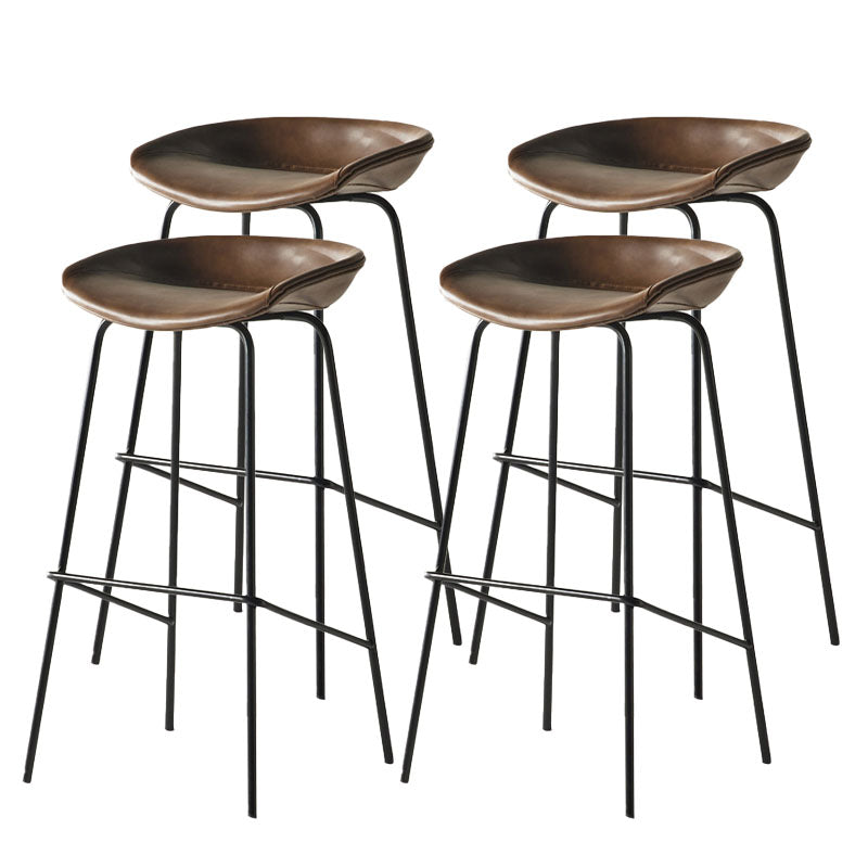 Contemporary Matte Finish Leather Barstool Low Back Coffee Shop Stool