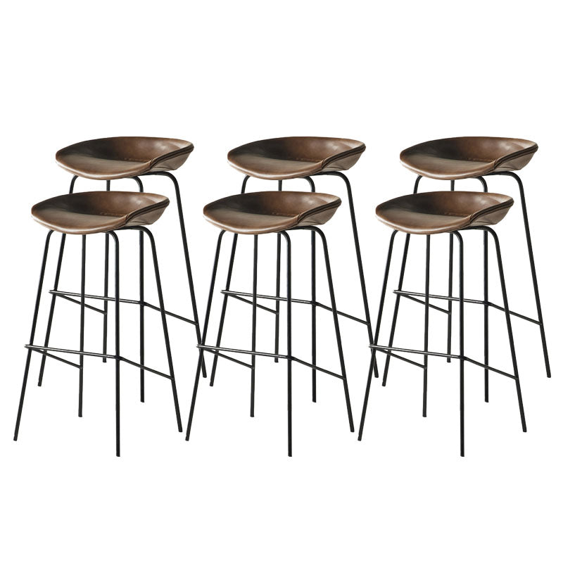 Contemporary Matte Finish Leather Barstool Low Back Coffee Shop Stool