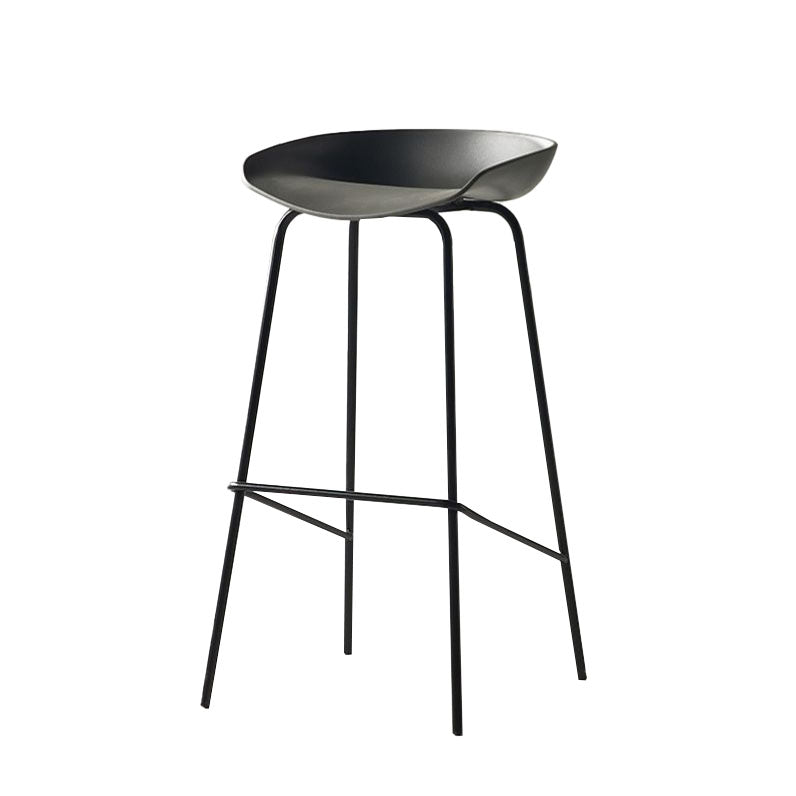 Contemporary Matte Finish Leather Barstool Low Back Coffee Shop Stool