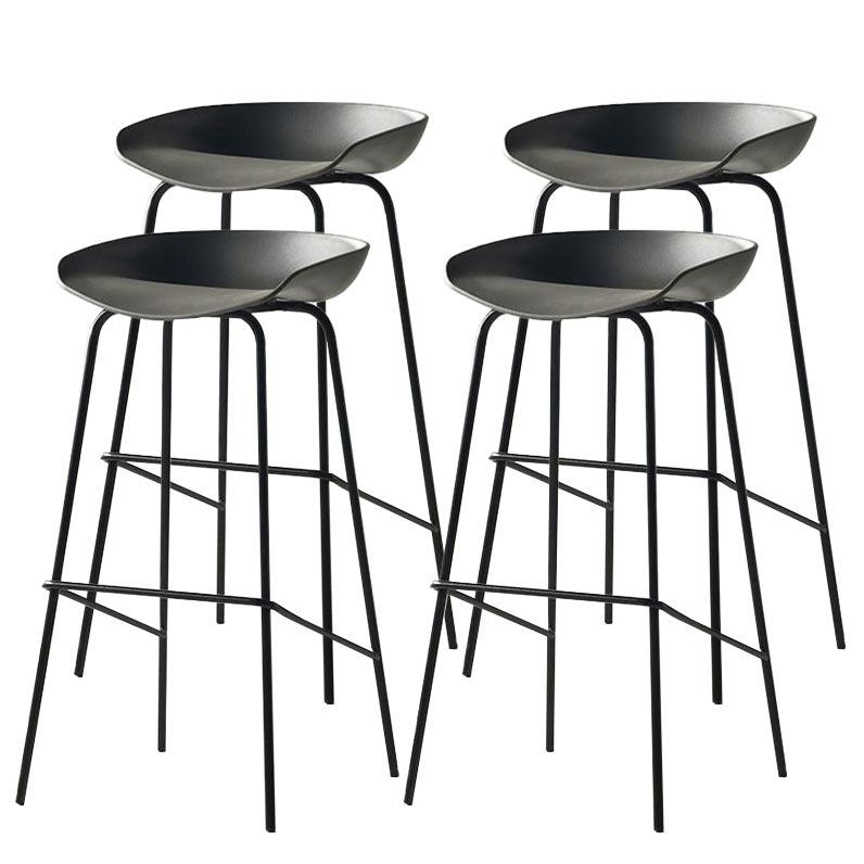 Contemporary Matte Finish Leather Barstool Low Back Coffee Shop Stool