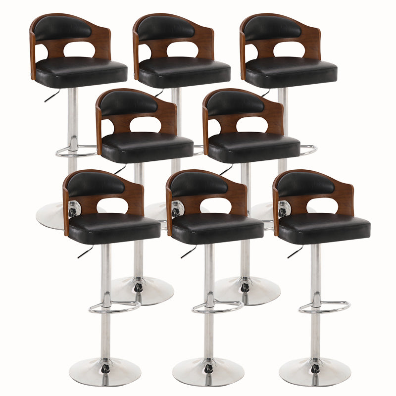 Contemporary Metal Barstool Faux Leather Counter Stool With Chrome Base