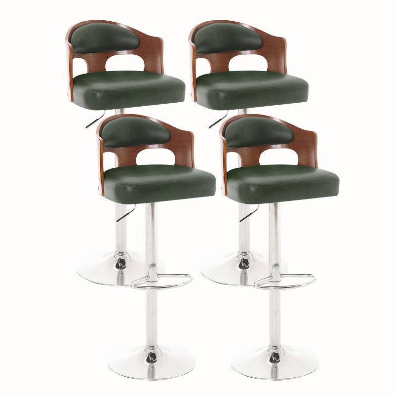 Contemporary Metal Barstool Faux Leather Counter Stool With Chrome Base