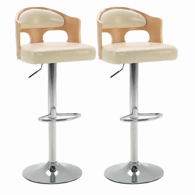 Contemporary Metal Barstool Faux Leather Counter Stool With Chrome Base