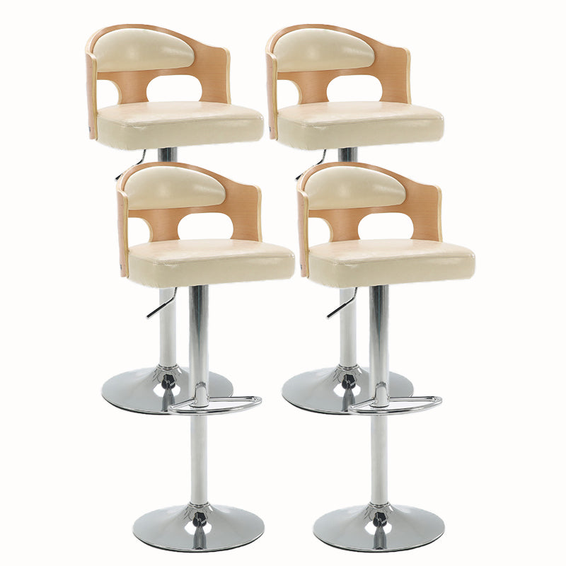 Contemporary Metal Barstool Faux Leather Counter Stool With Chrome Base