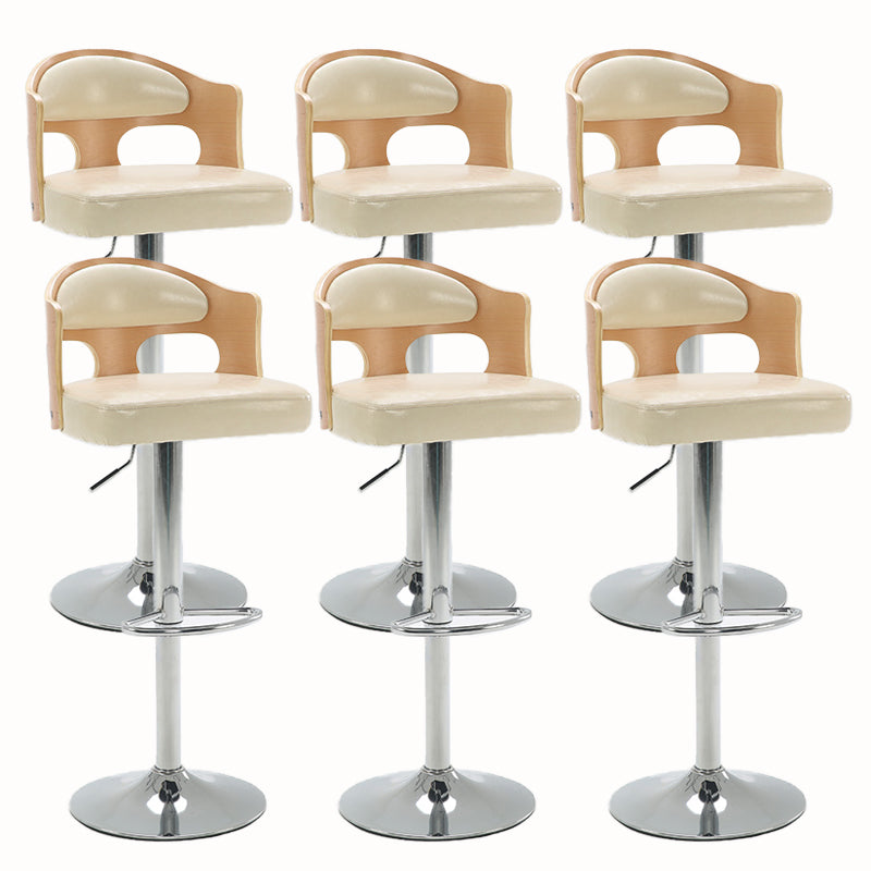 Contemporary Metal Barstool Faux Leather Counter Stool With Chrome Base