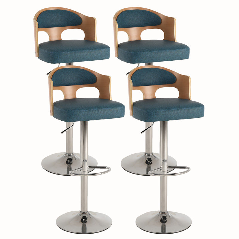 Contemporary Metal Barstool Faux Leather Counter Stool With Chrome Base