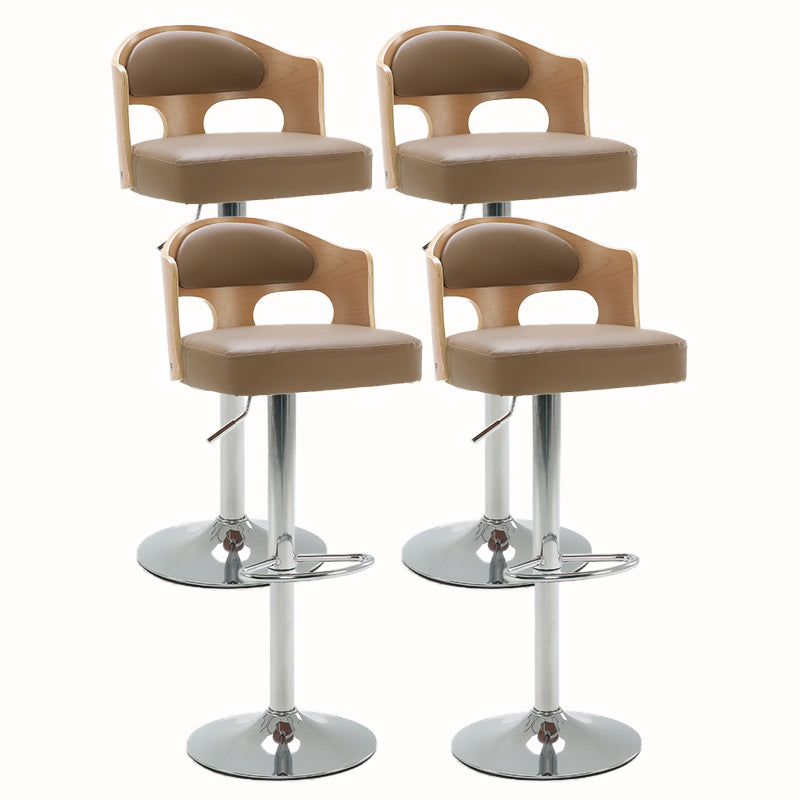 Contemporary Metal Barstool Faux Leather Counter Stool With Chrome Base