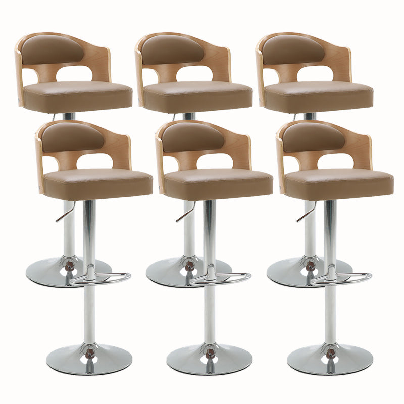 Contemporary Metal Barstool Faux Leather Counter Stool With Chrome Base