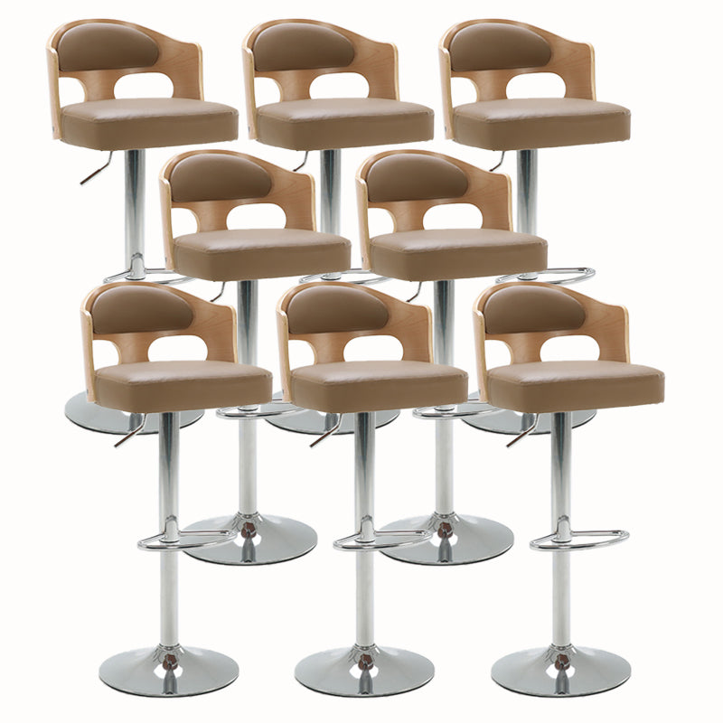 Contemporary Metal Barstool Faux Leather Counter Stool With Chrome Base