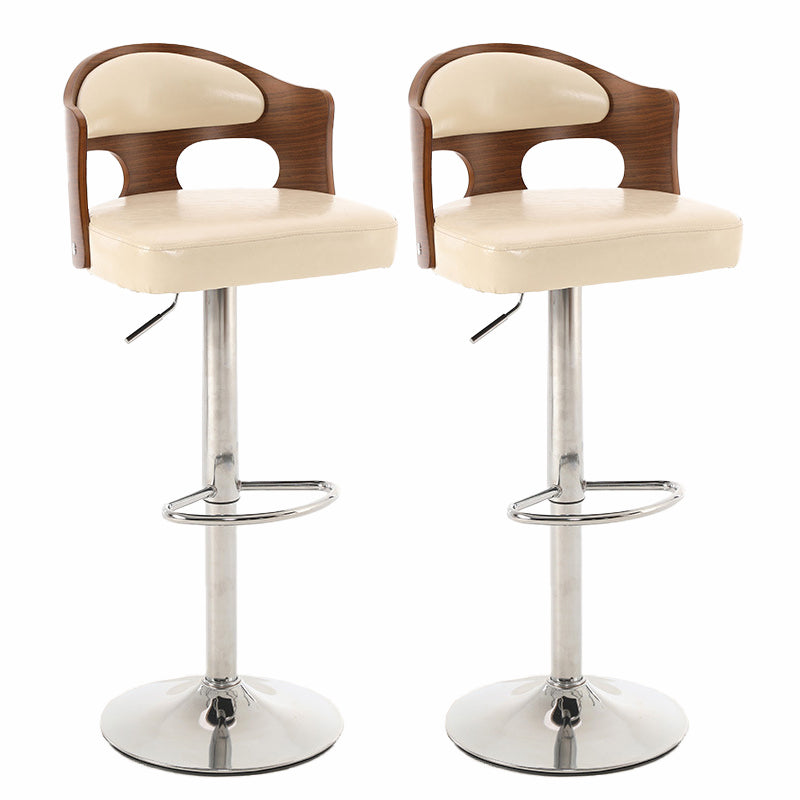 Contemporary Metal Barstool Faux Leather Counter Stool With Chrome Base